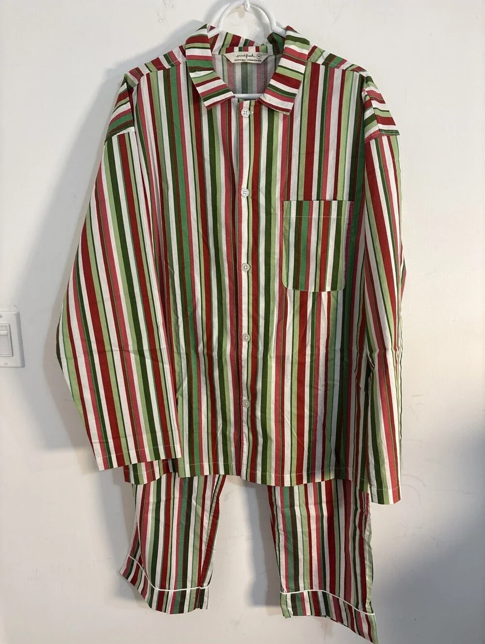 Print Fresh men's pajama Candy Cane Striped Christmas Set Pjs Men’s Medium NWOT